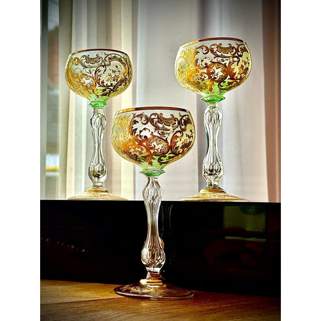 Antique Gilded Crystal Roemer Wine Glasses, 1890s, Set of 6 For Sale - Image 10 of 18