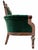 19th Century Antique Victorian Eastlake Settee, Carved Walnut With Tufted Emerald Green Velvet, Gothic Crest For Sale - Image 4 of 8