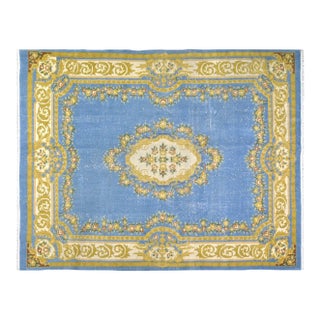 Vintage Chinese Art Deco Hand Knotted Wool Rug,7'7'' X 10' For Sale