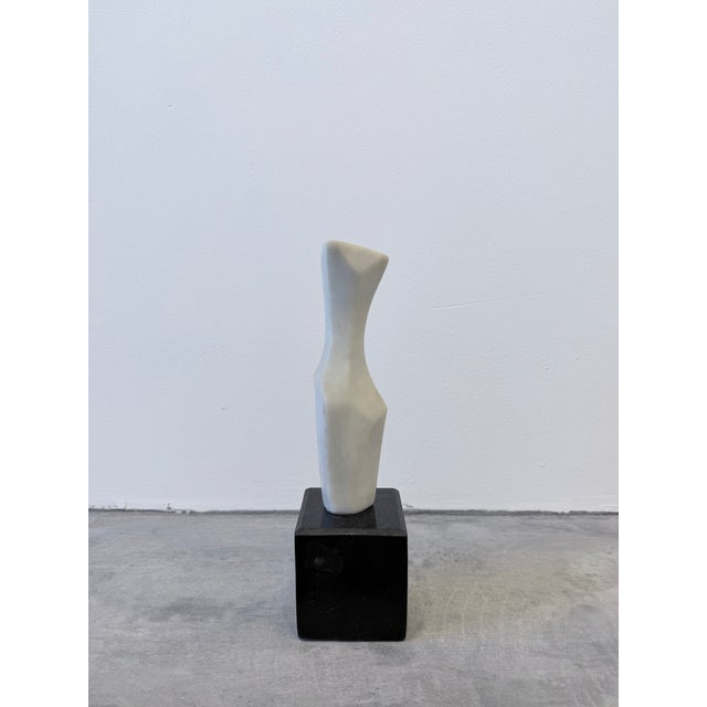 Abstract Fatima Fontes Abstract Carrara Marble Sculpture on Granite Base, Brazil 1990s For Sale - Image 3 of 13