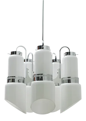 Mid-Century Italian Murano Glass & Steel Incamiciato Chandelier, 1960s