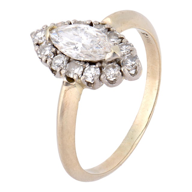 Vintage Diamond 14k Yellow Gold Engagement Ring, Size 5.5 For Sale