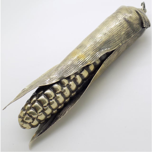 1960s Vintage Italian Handmade Genuine Silver Life Size Corn Cob Figurine Traditional Christmas Decoration For Sale - Image 5 of 8