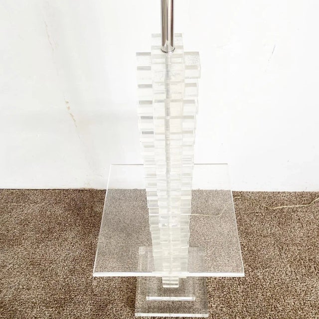 Postmodern Postmodern Stacked Lucite Floor Lamp/Side Table For Sale - Image 3 of 10