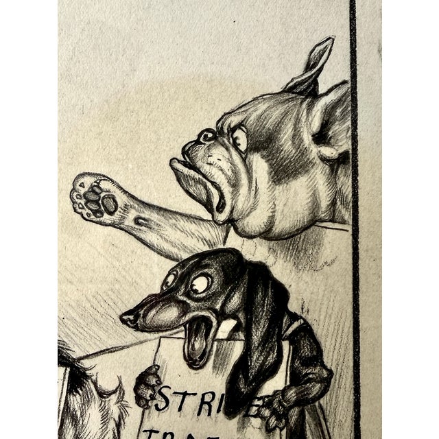 Original Vincenzo Zito Humorous Dog Protest Illustration, Graphite Drawing, 1950s For Sale - Image 10 of 18