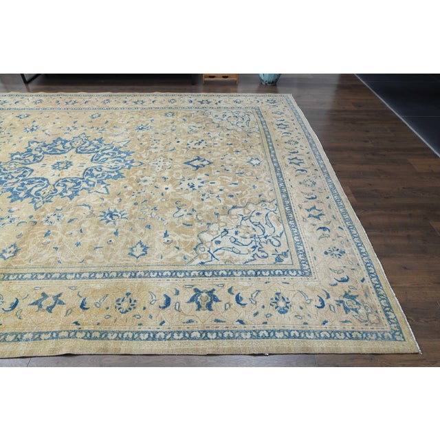 1970s Vintage Persian Handmade Wool Cotton Area Rug For Sale - Image 9 of 11