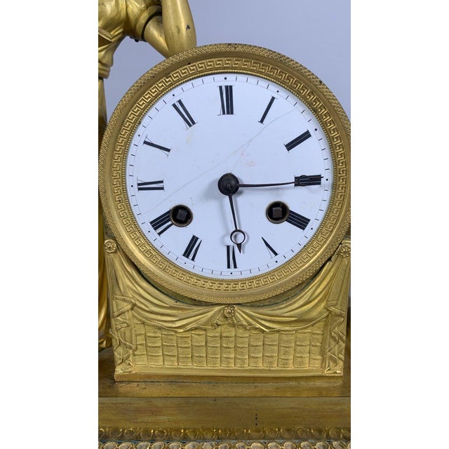 Traditional Empire or Directoire period clock depicting a woman reading, 19th century For Sale - Image 3 of 9