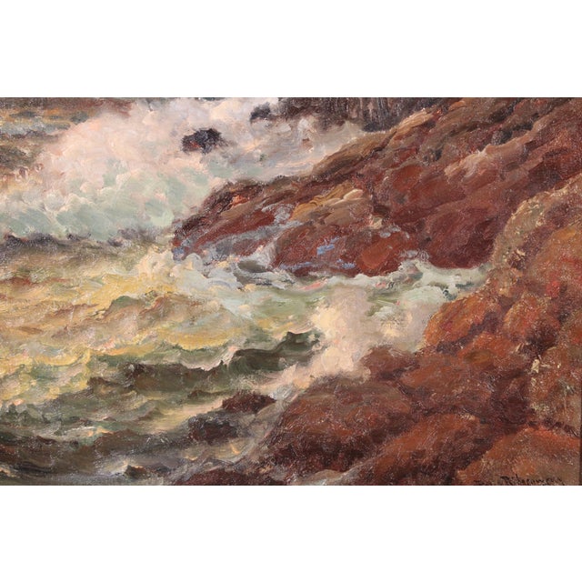 Stormy Seascape Painting at Sunset by Richard Dey De Ribcowsky (1880-1936) For Sale - Image 9 of 12