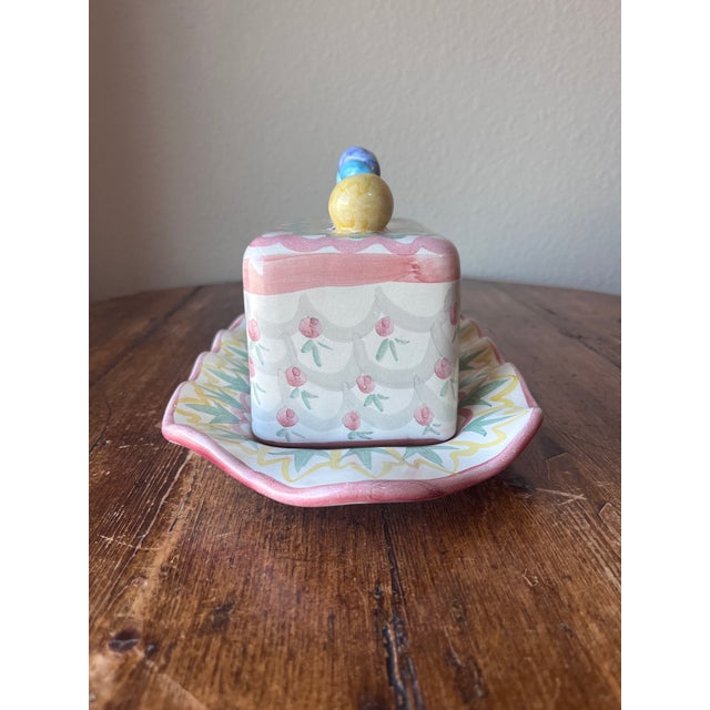 Mackenzie Childs Vintage 1990 Mackenzie Childs Victoria and Richard Butter Dish For Sale - Image 4 of 11