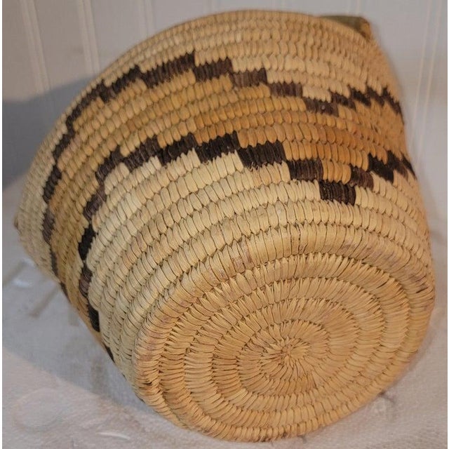 Textile 1940s Decorative Hand Woven Basket For Sale - Image 7 of 7