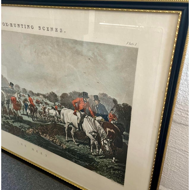 Framed English Lithograph of a Hunting Scene For Sale - Image 9 of 11