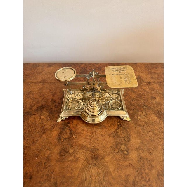 Antique Edwardian Brass Postal Scales, 1900, Set of 7 For Sale - Image 4 of 7