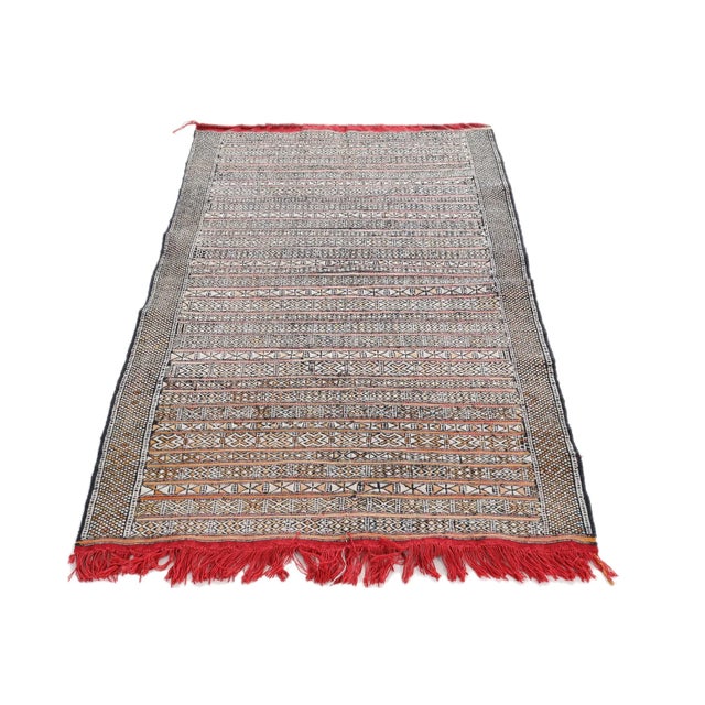Kelim Morocco Rug in Silk and Wool, 1970s For Sale - Image 11 of 13