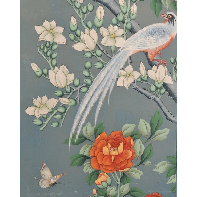 Gracie Style 8 Panel Chinoiserie Painted Wallpaper Screen 12 Ft For Sale - Image 13 of 18