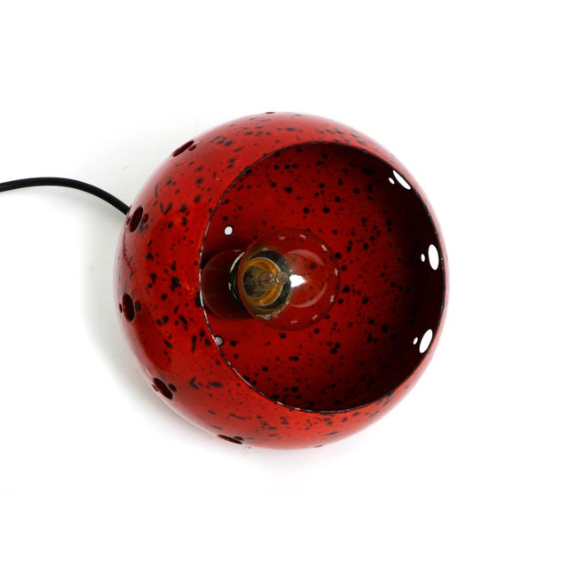 Black Small Mid-Century Modern Red and Black Enameled Pendant Lamp, 1960s For Sale - Image 8 of 18