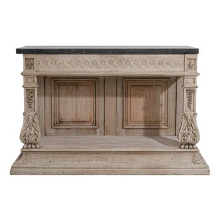 19th Century Oak Neoclassical Console Table With Belgian Bluestone Top For Sale