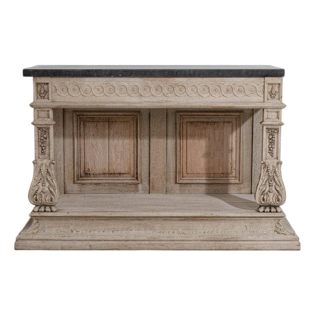 19th Century Oak Neoclassical Console Table With Belgian Bluestone Top For Sale