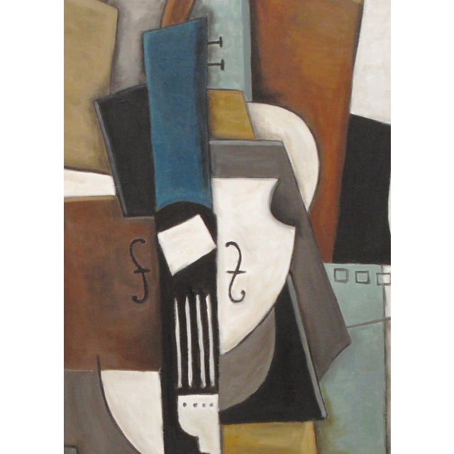 2000 - 2009 "Blue Violin" /Cubist Oil Painting/ by Trish Toro, Framed For Sale - Image 5 of 9