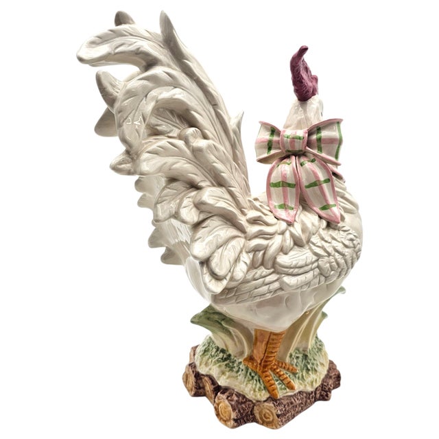 Kaldun & Bogle Large Hand-Painted Ceramic Rooster Figurine, Country Farmhouse Style For Sale In San Francisco - Image 6 of 13