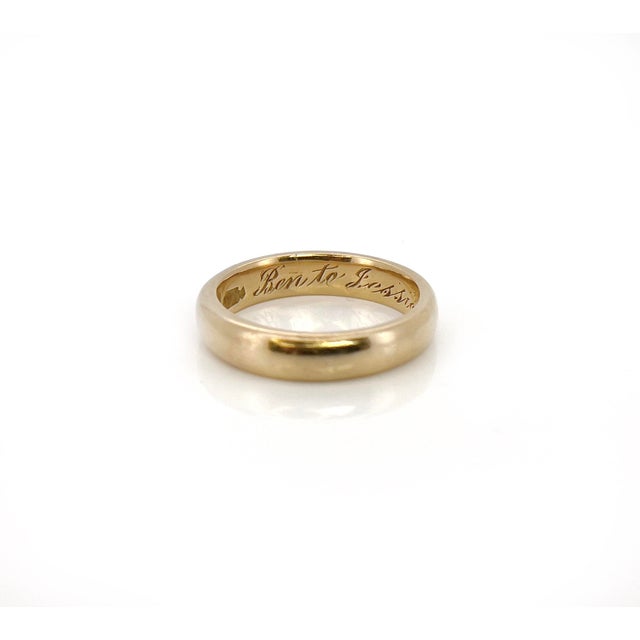 1910s Antique 14k Yellow Gold Band, Ben to Jessie Dec. 22-14, Size 6.5 For Sale - Image 5 of 7