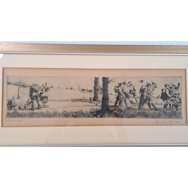 Early 20th Century Signed Richard Bloos “Wandervögel” German Etching, Gilt Framed 1878–1957 For Sale In West Palm - Image 6 of 12
