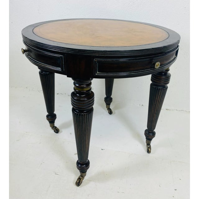 Lillian August Embossed Leather Topped Side Table. For Sale - Image 10 of 11