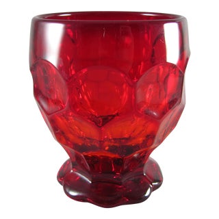Mid-Century Ruby Red Honeycomb Thumbprint Glass Tumblers - Set of 10 For Sale
