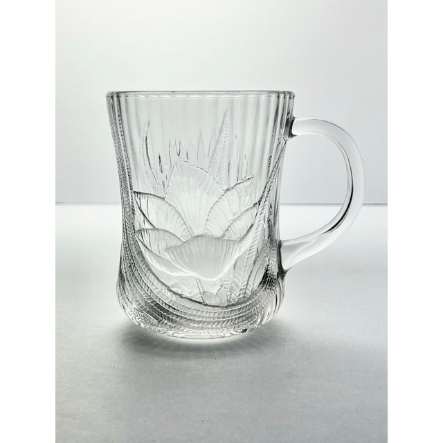 1990s Vintage Arcoroc “Canterbury” 6 Glass Mugs, Lotus Water Lily Design For Sale In Dallas - Image 6 of 6