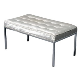 1970s Knoll Velvet and Chrome Bench Designed by Florence Knoll For Sale