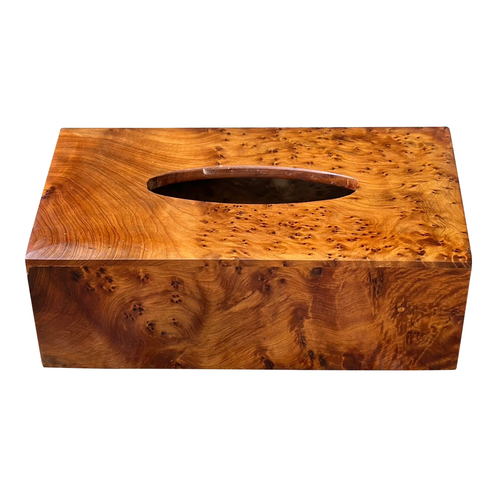 MidCentury Modern Artisan Made Burl Wood Tissue Box Chairish