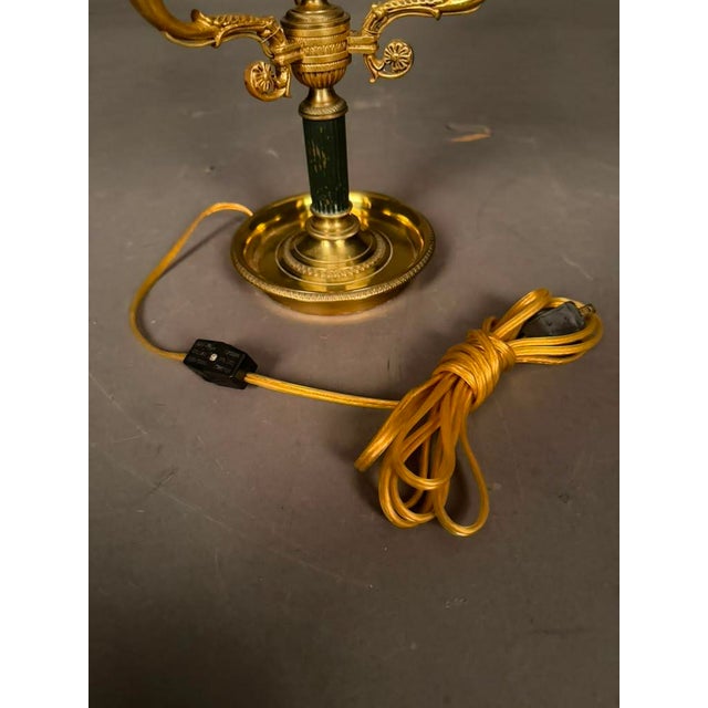 Late 19th Century French Empire Bouillotte Tole-Painted Lamp With Swan Finial, Circa 1890 For Sale - Image 9 of 15