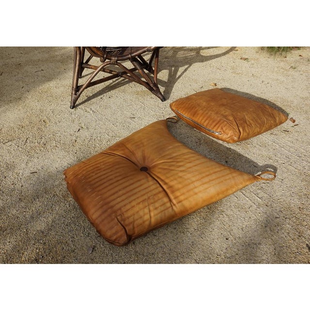 Bamboo and Leather Sculptural Fan Back Lounge Chair, 1960s For Sale - Image 12 of 18