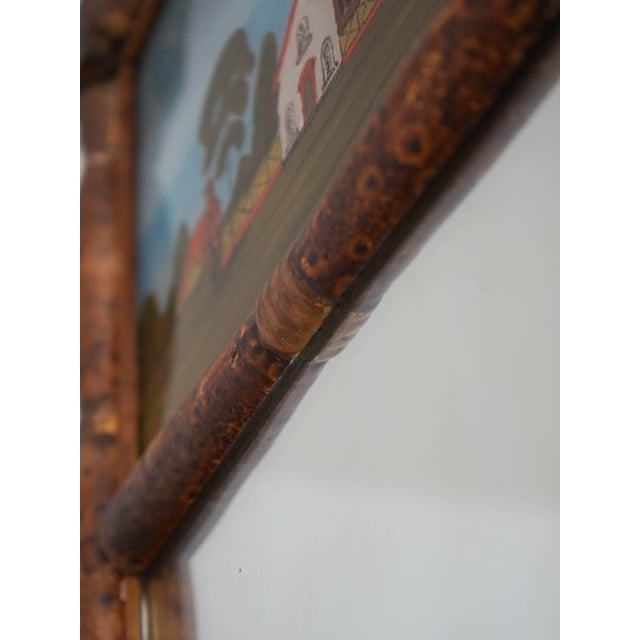 19th Century Antique Reverse Painted Hanging Wall Mirror For Sale - Image 5 of 10