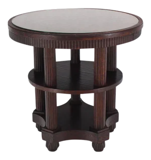 20th Century Art Deco Fluted Legs Round Center Pedestal Gueridon Table