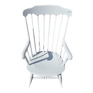 Late 20th Century White Nichols and Stone Solid Wood Rocking Chair For Sale