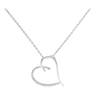 .925 Sterling Silver Diamond Accent Open Heart Slide Pendant Necklace (J-K Color, I2-I3 Clarity) - 18" Inches For Sale