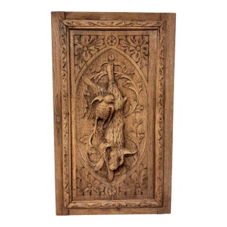 Antique English Black Forest Oak Panel For Sale