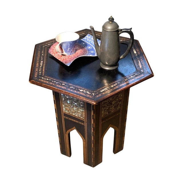19th Century Moroccan Hexagonal Pedestal Table, 1890s For Sale - Image 9 of 14