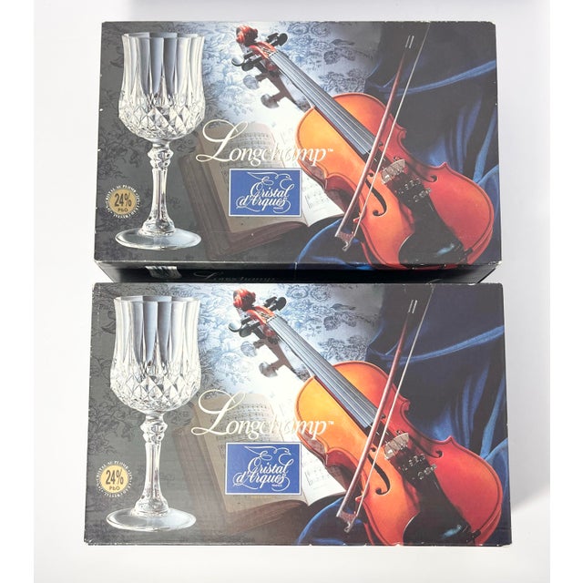 Glass Cristal D’Arques “Longchamp” Set of 8 Crystal Wine Glasses For Sale - Image 7 of 7