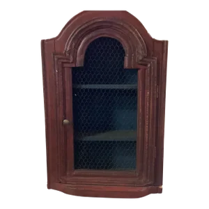Early 19c Italian Petite Curio Wall Cabinet