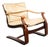 Mid Century Danish Modern Lounge Chair Brown Leather Armchair Tan Saddle Arms For Sale