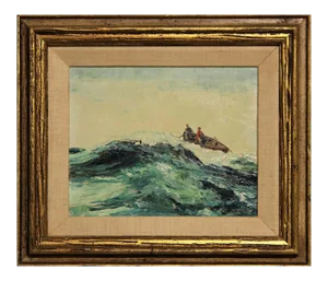 Chester Dixon Snowden 1 Blue Toned Impressionist Seascape with Fishermen Landscape Painting 20th Century