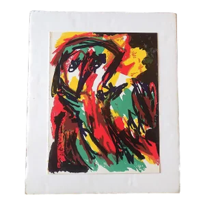 Vintage Original Design Karel Appel Mid 20th C. Modern Abstract Lithograph