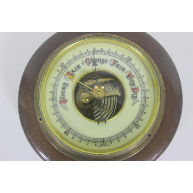 Wood Vintage Western German Barometer for Wall Made of Wood Brass and Glass For Sale - Image 7 of 10
