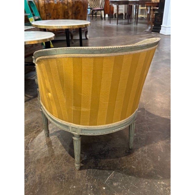 French Louis XVI Painted Bergère For Sale - Image 4 of 6