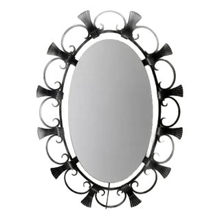 Illuminated Wrought Iron Wall Mirror from Hillebrand, 1980s For Sale