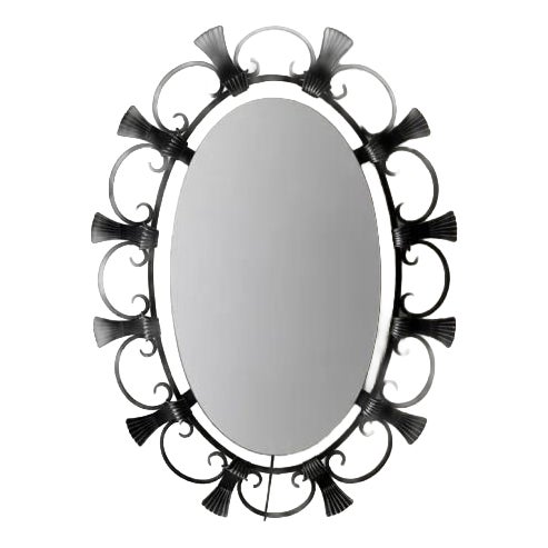 Illuminated Wrought Iron Wall Mirror from Hillebrand, 1980s For Sale