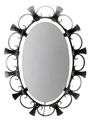 Illuminated Wrought Iron Wall Mirror from Hillebrand, 1980s