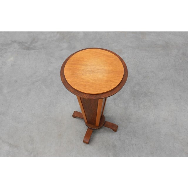 Wood Art Deco Round Wooden Side Table, France, 1920s For Sale - Image 7 of 11