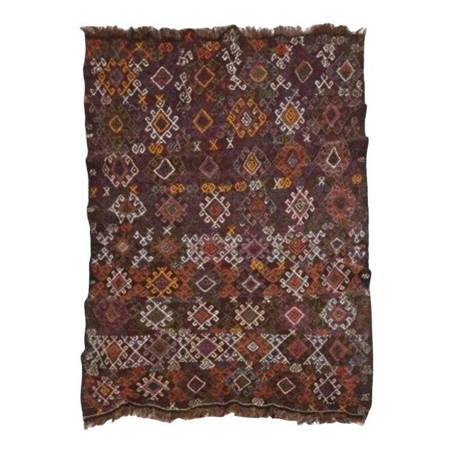 Textile Antique Anatolian Kilim 1950s Kütahya Cecim Kilim | Handwoven Anatolian Tribal Kilim For Sale - Image 7 of 9